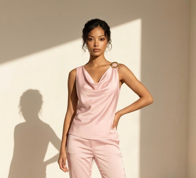 Elegante roze top met schouderdetail