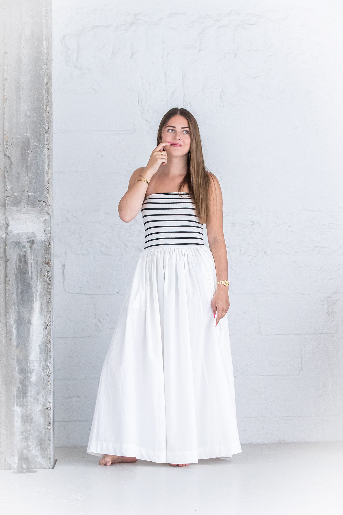 Witte strapless jurk