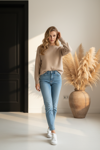 Zachte pull beige kleur