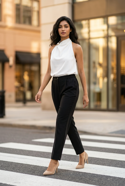 Elegante witte mouwloze top met schouderdetail