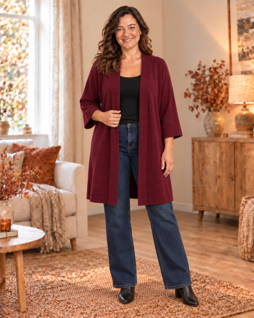 Lange zachte trui-cardigan