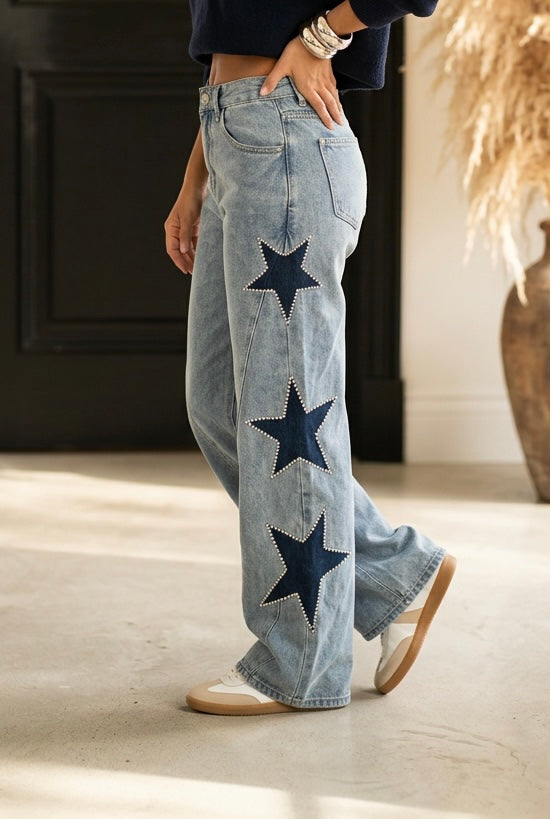 Wijde jeans met sterrenpatroon