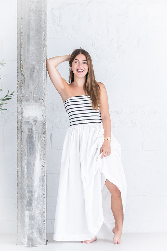 Witte strapless jurk